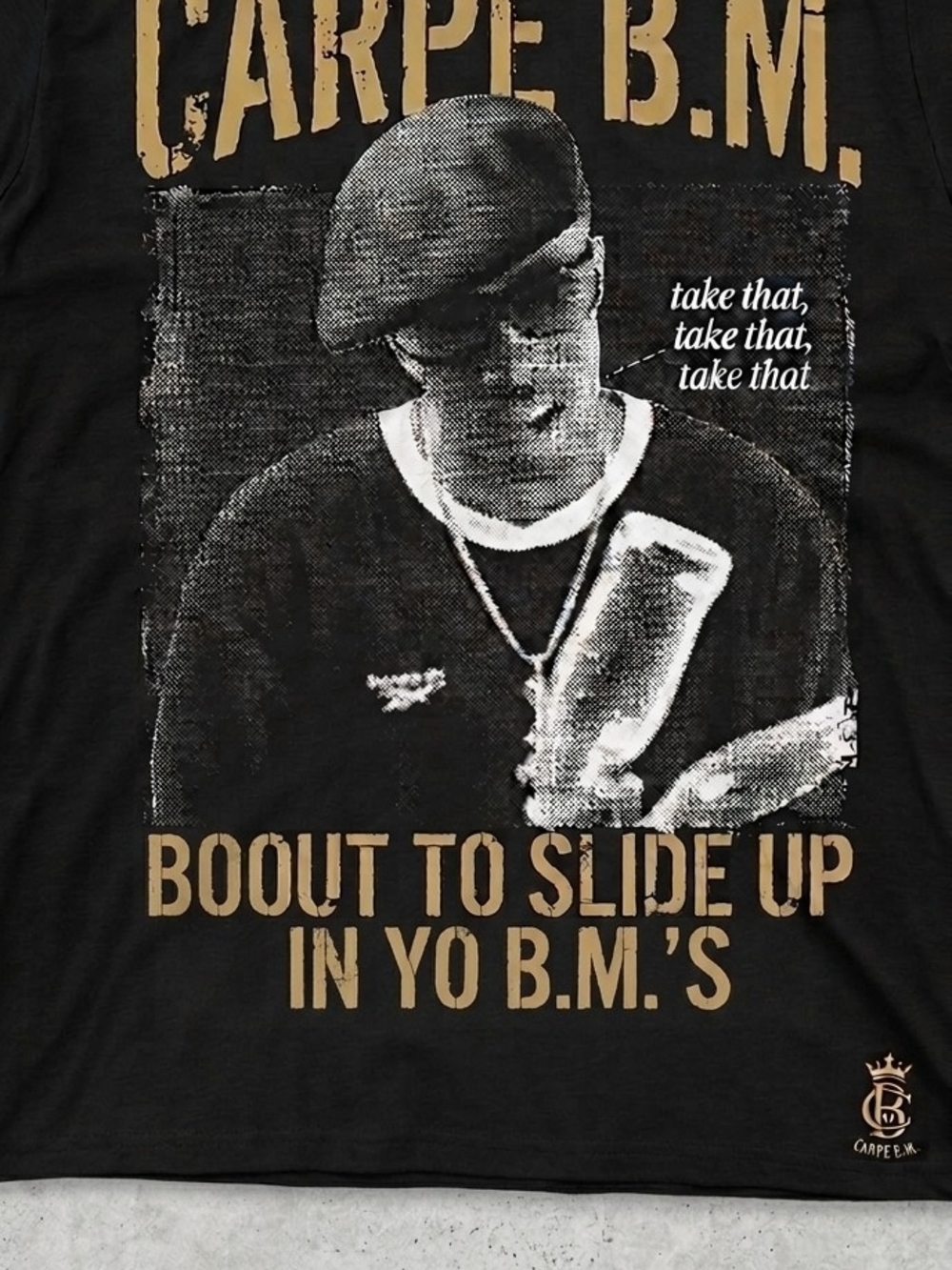 Men’s Black Short Sleeve "Graphic" Tee with Tan Print